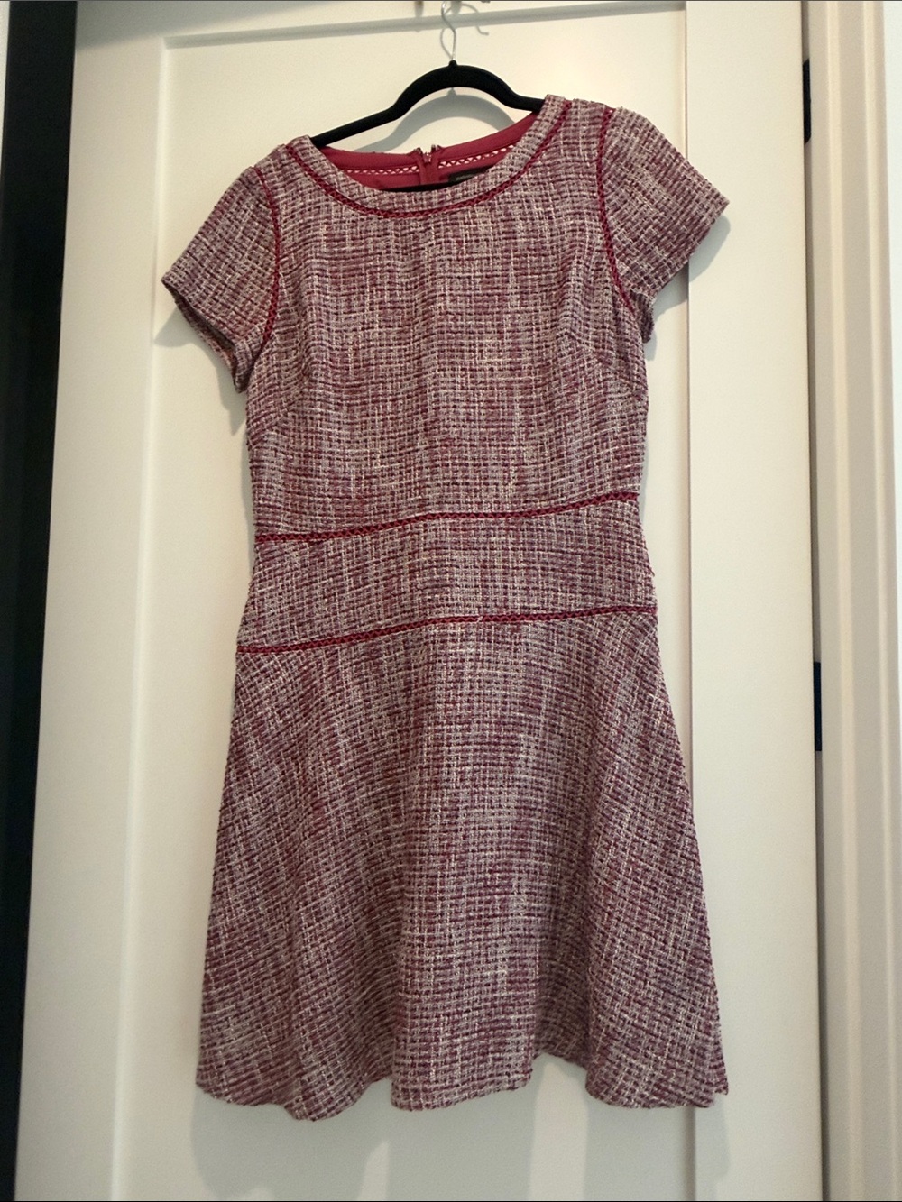 Banana Republic pink Tweed Short Sleeve Fit-and-Flare Dress